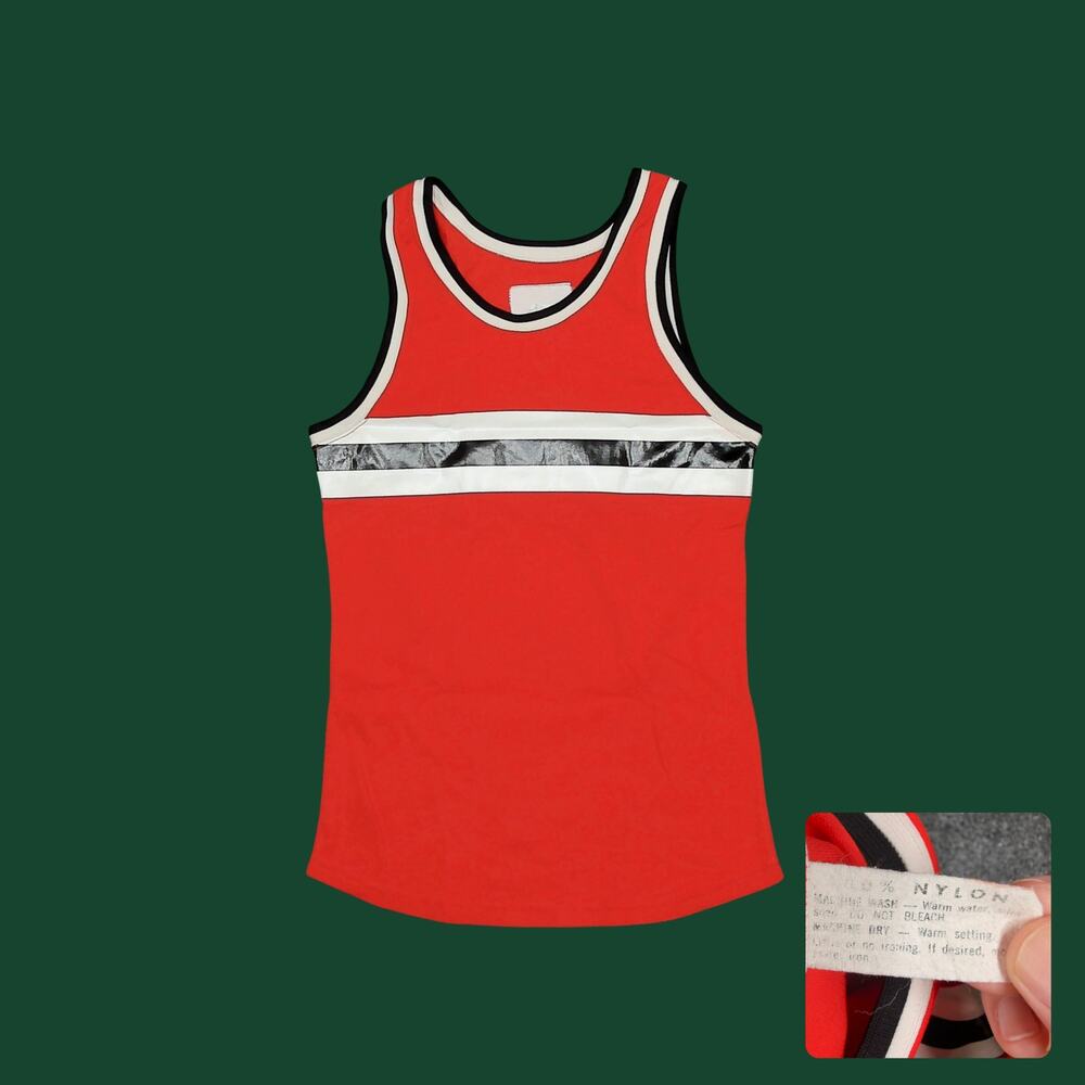 Vintage 70s Red Nylon Track Jersey Tank J 609 XS